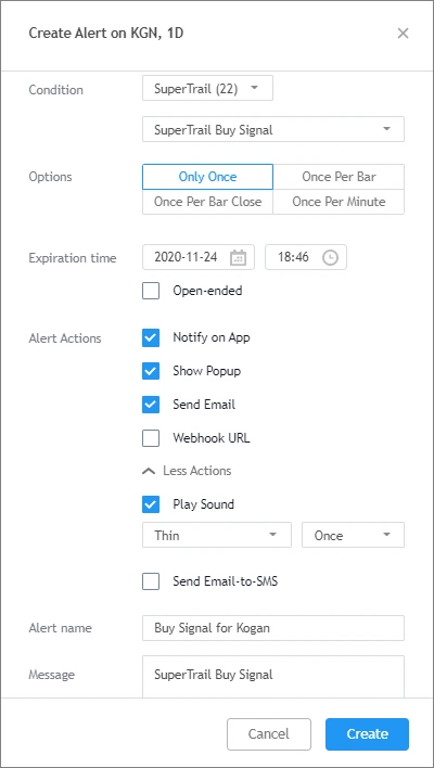 SuperTrail buy and sell alerts